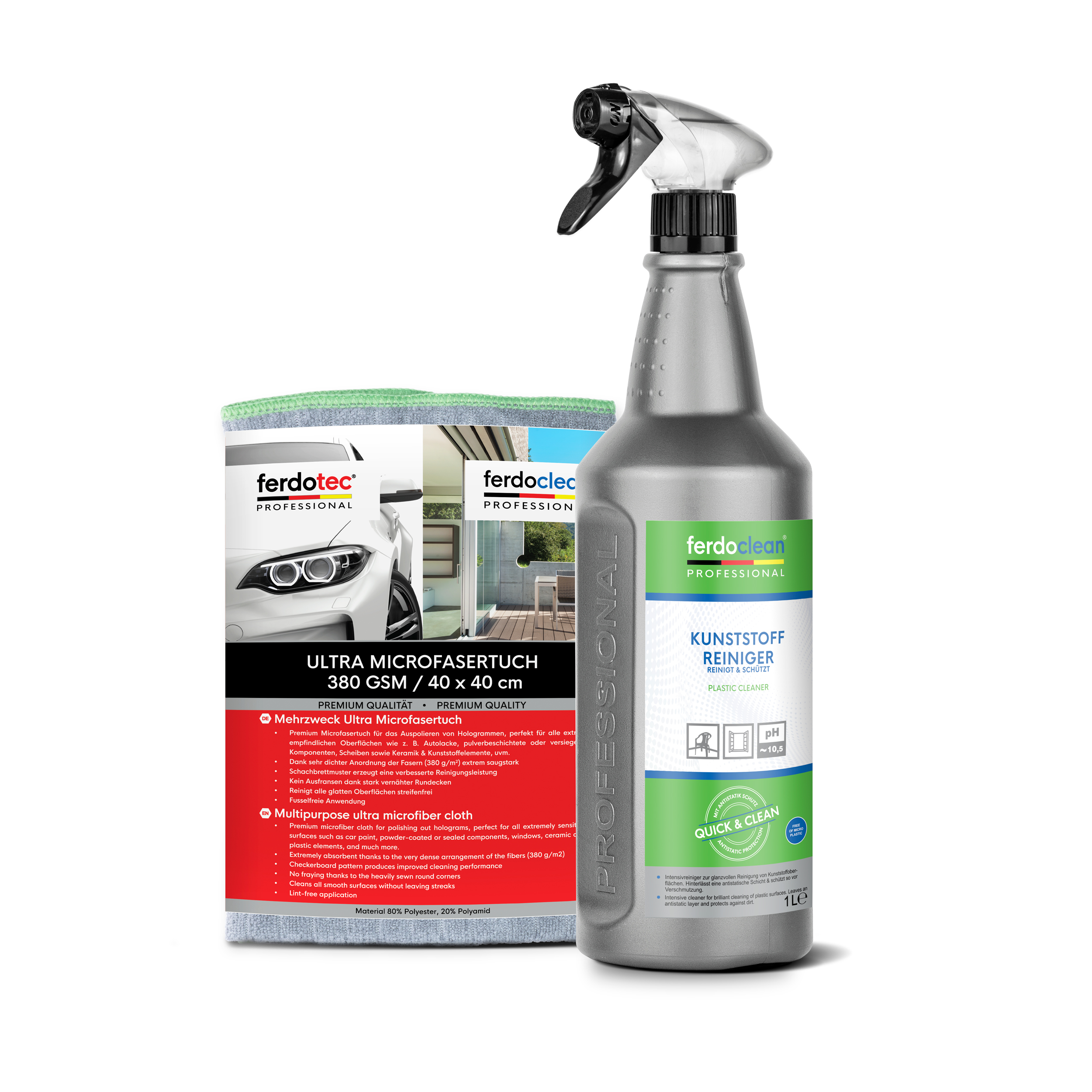 ferdoclean Kunststoffreiniger mit Microfasertuch 1L ferdoclean Kunststoffreiniger mit Microfasertuch 1L