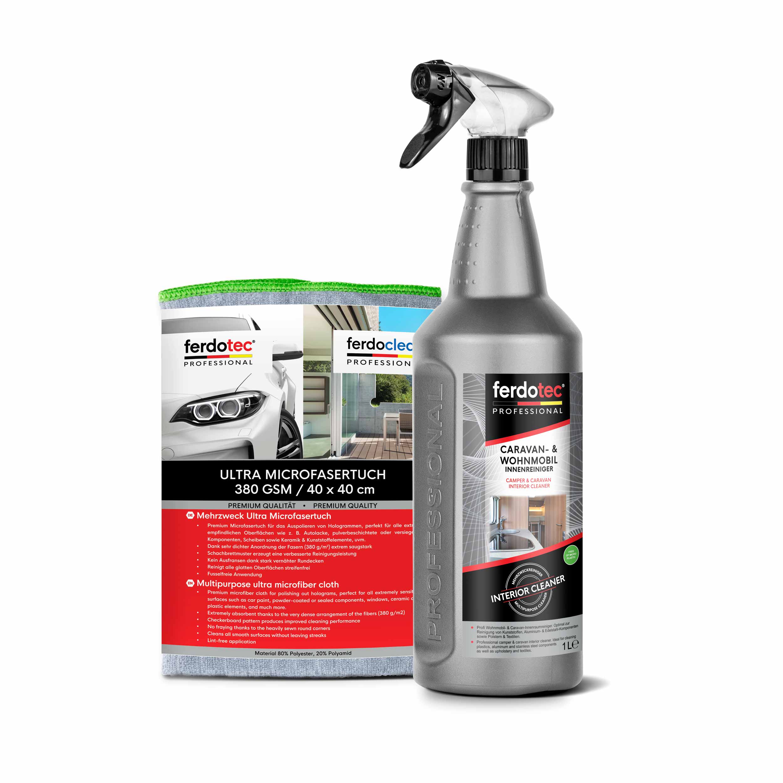 ferdotec Wohnmobil & Caravan Innenraumreiniger + Microfasertuch 1L ferdotec Wohnmobil & Caravan Innenraumreiniger + Microfasertuch 1L